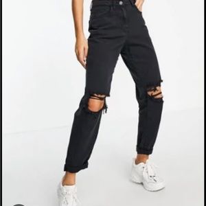 ASOS black ripped mom jeans